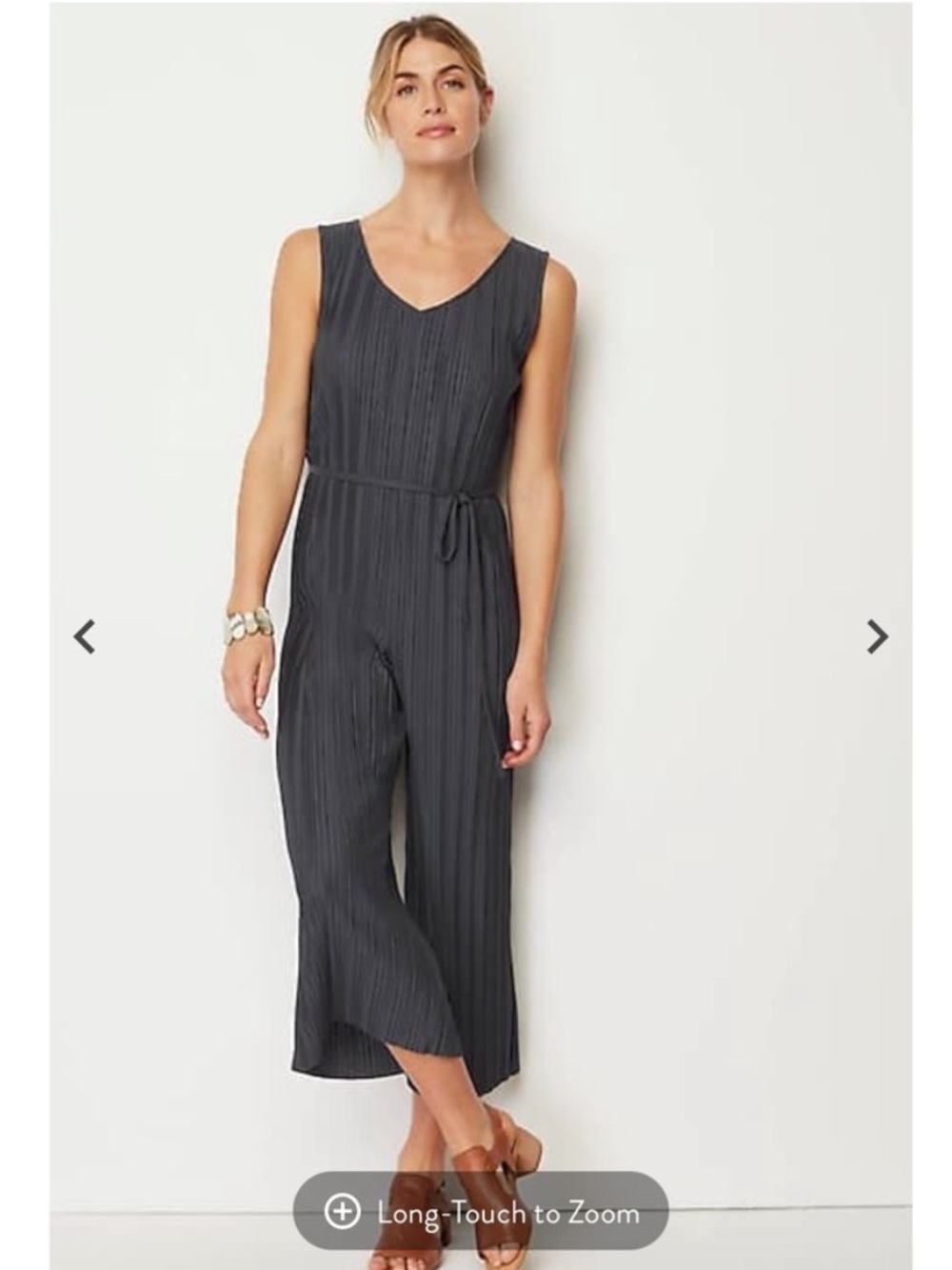 J. Jill NWT sz L Women’s PureJill Elements Pleated Knit Jumpsuit in Charcoal